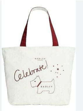 Radley London Celebrate canvas tote features brand's signature
Scottie dog.